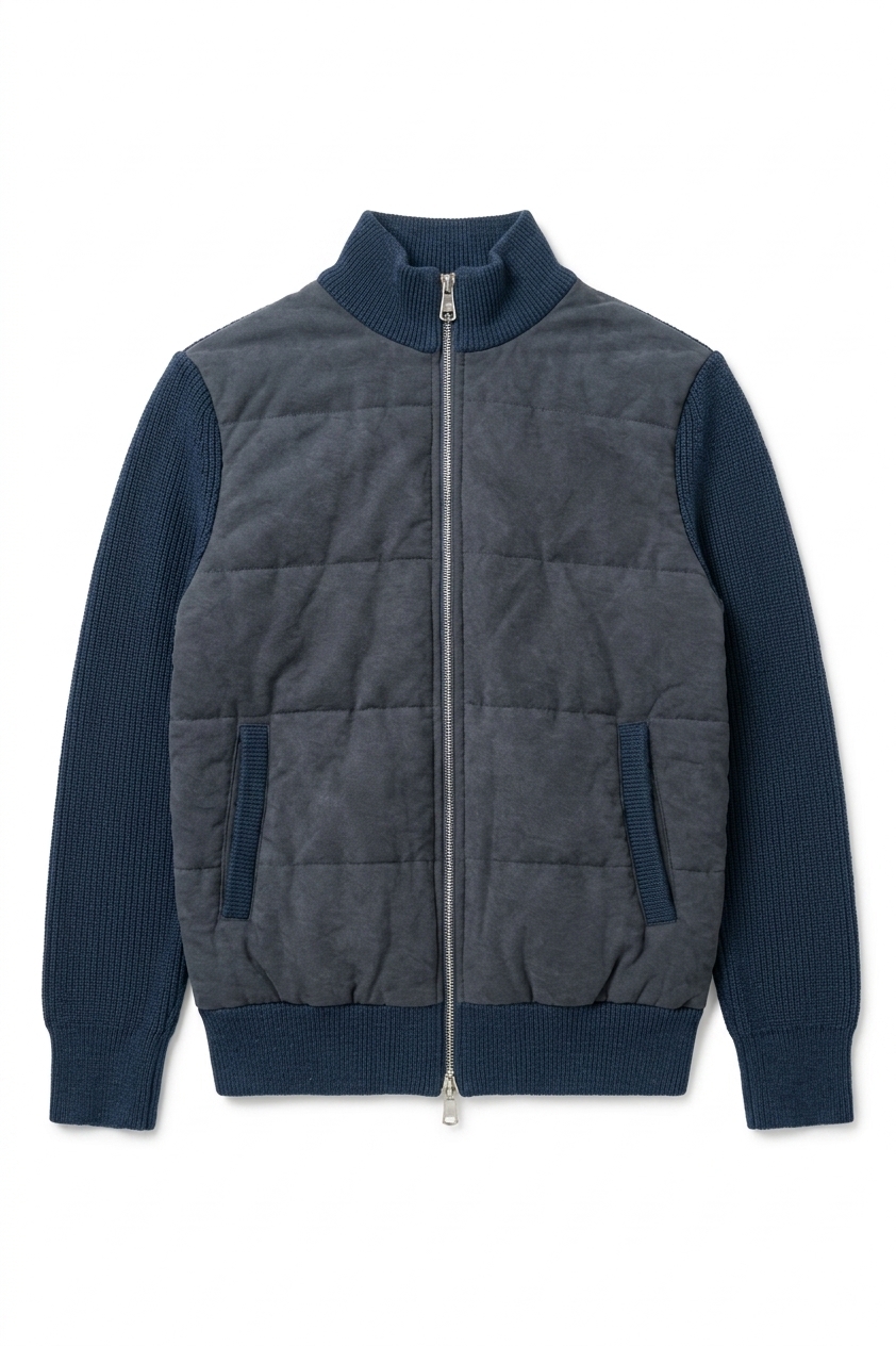 Spliced Knitted Hybrid Jacket