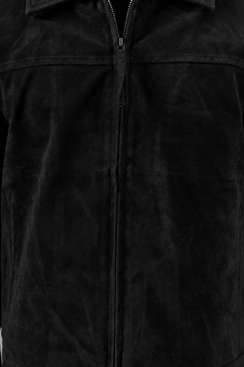 Luxury Faux Suede Jacket - Rich Black - Closeup Image
