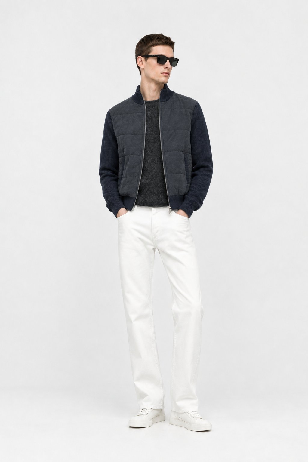 Spliced Knitted Hybrid Jacket