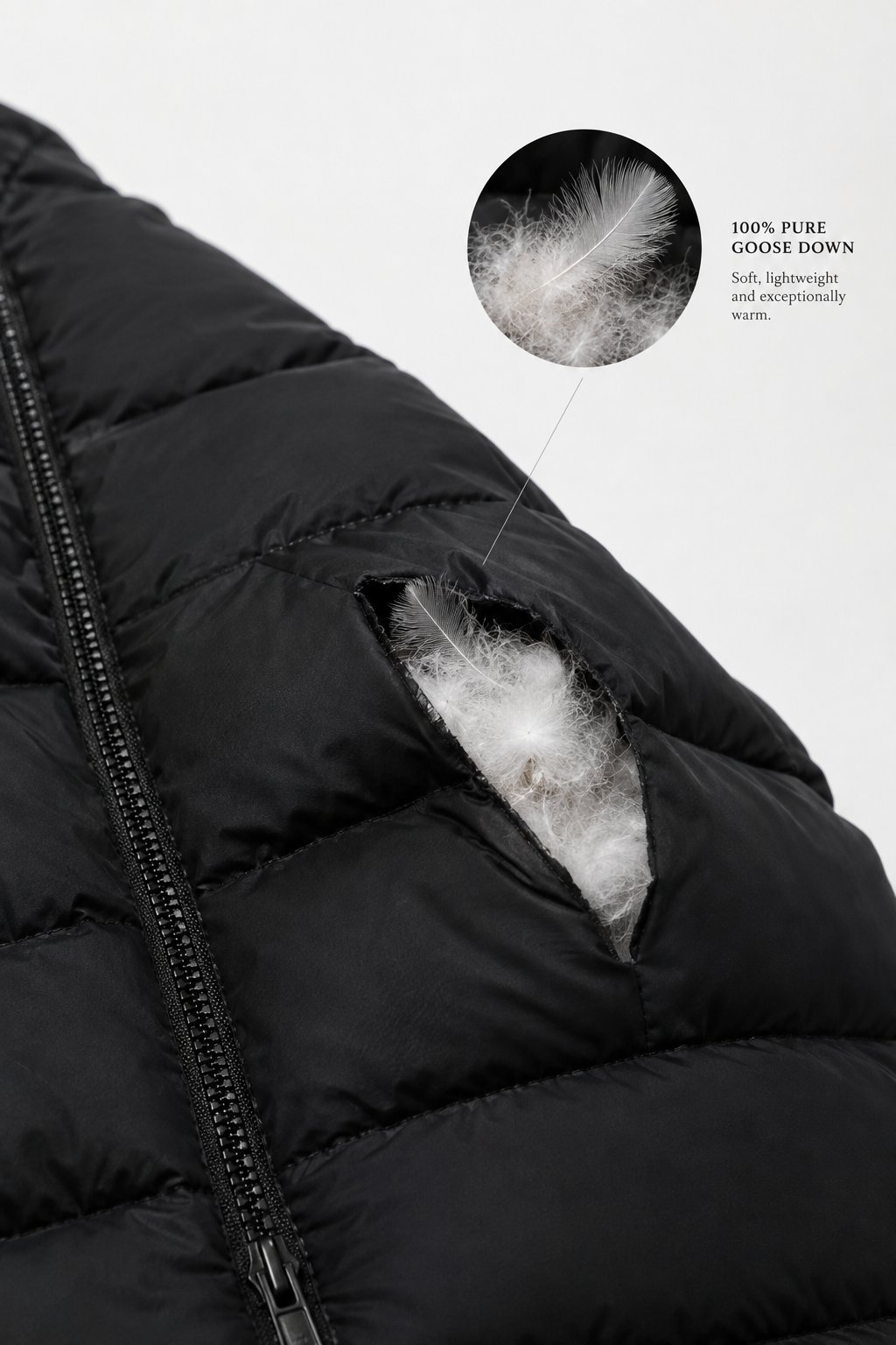 Goose Down Gilet - Goose Feather Closeup